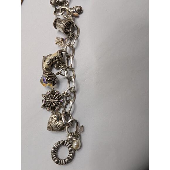 Brighton Charm Bracelet Jewelry Set 9 Charms Silver Tone Winter Theme - Picture 1 of 5